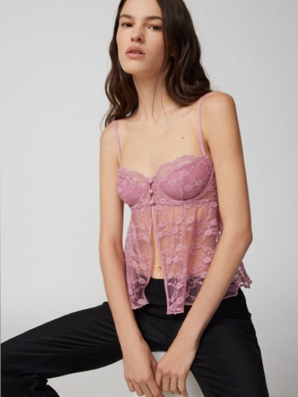 Sheer Lace Babydoll Cami